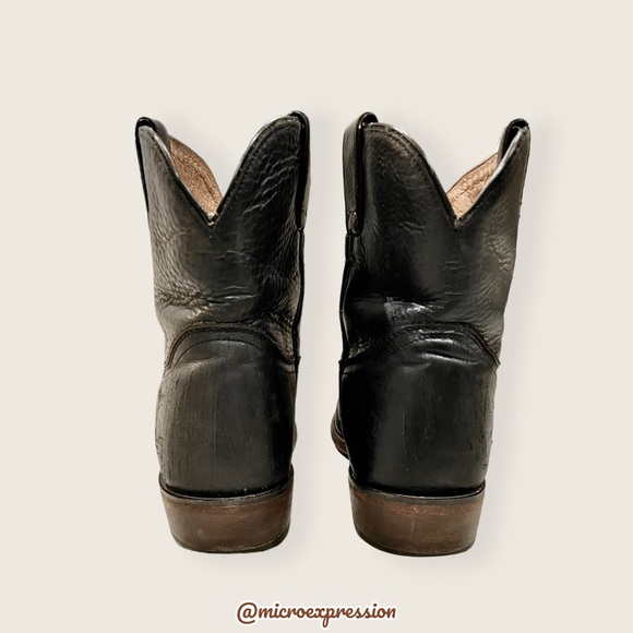 $358 Frye Billy Pull On Black Real Leather Southern Comfy Cute Cowboy Ankle Boot - Picture 13 of 16